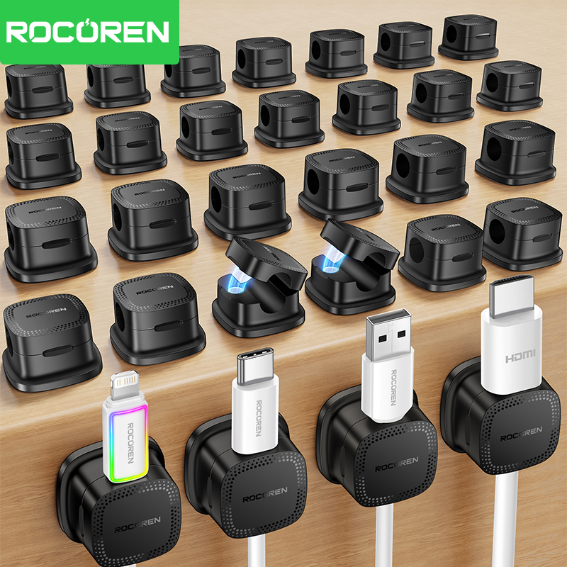 Cable Management Box - ROCOREN 30PCS Magnetic Cable Organizer Clips