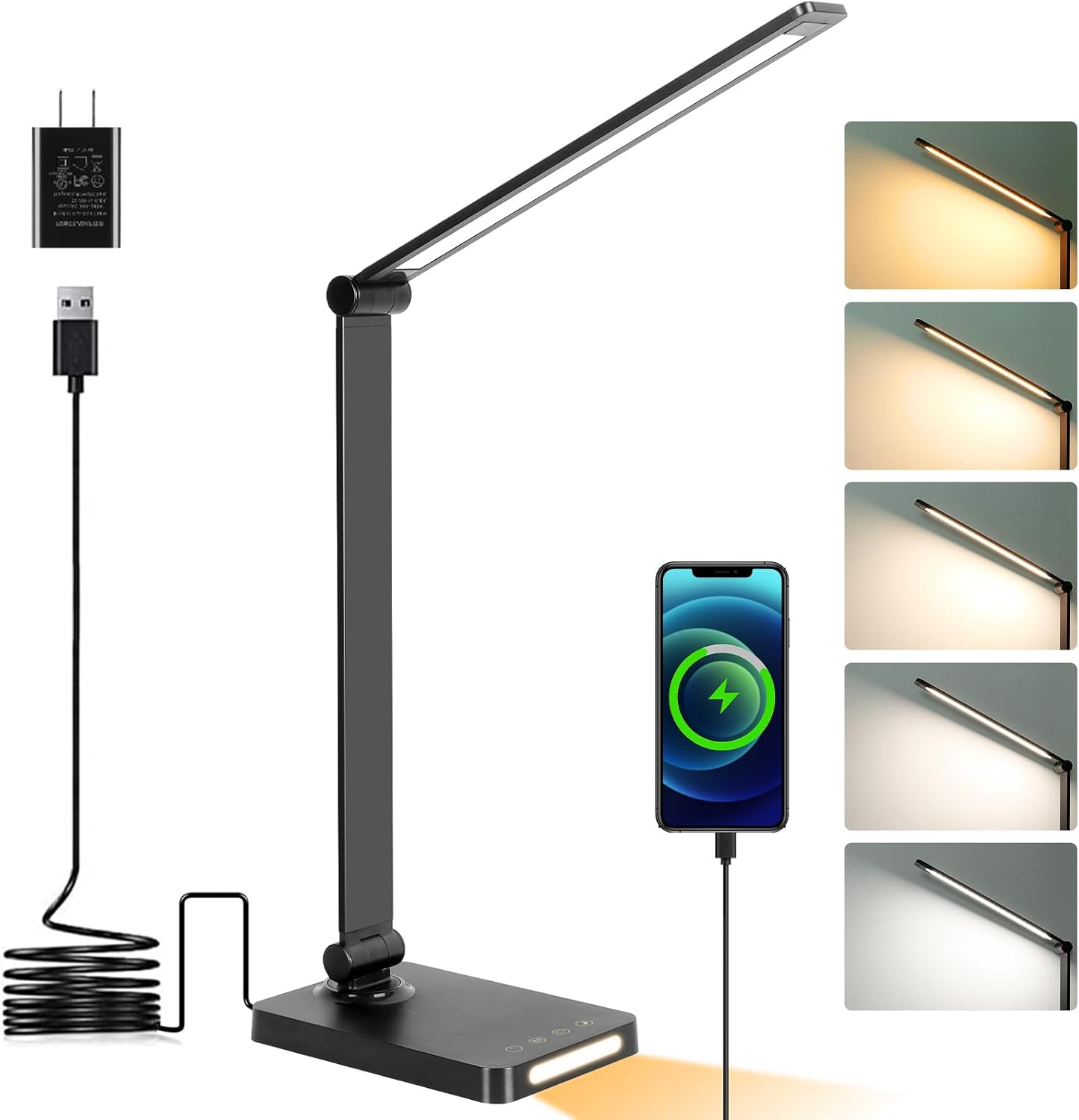 Home Office Desk - LED Desk Lamp with USB Ports,