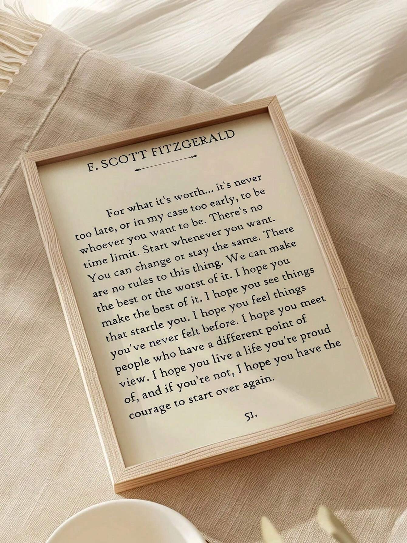 Home Office And Library - 1pc Scott Fitzgerald Quote Wall Art,