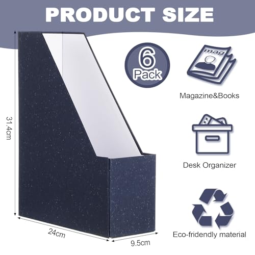 Home Office And Library - Six Blue Foldable Cardboard Magazine Holders