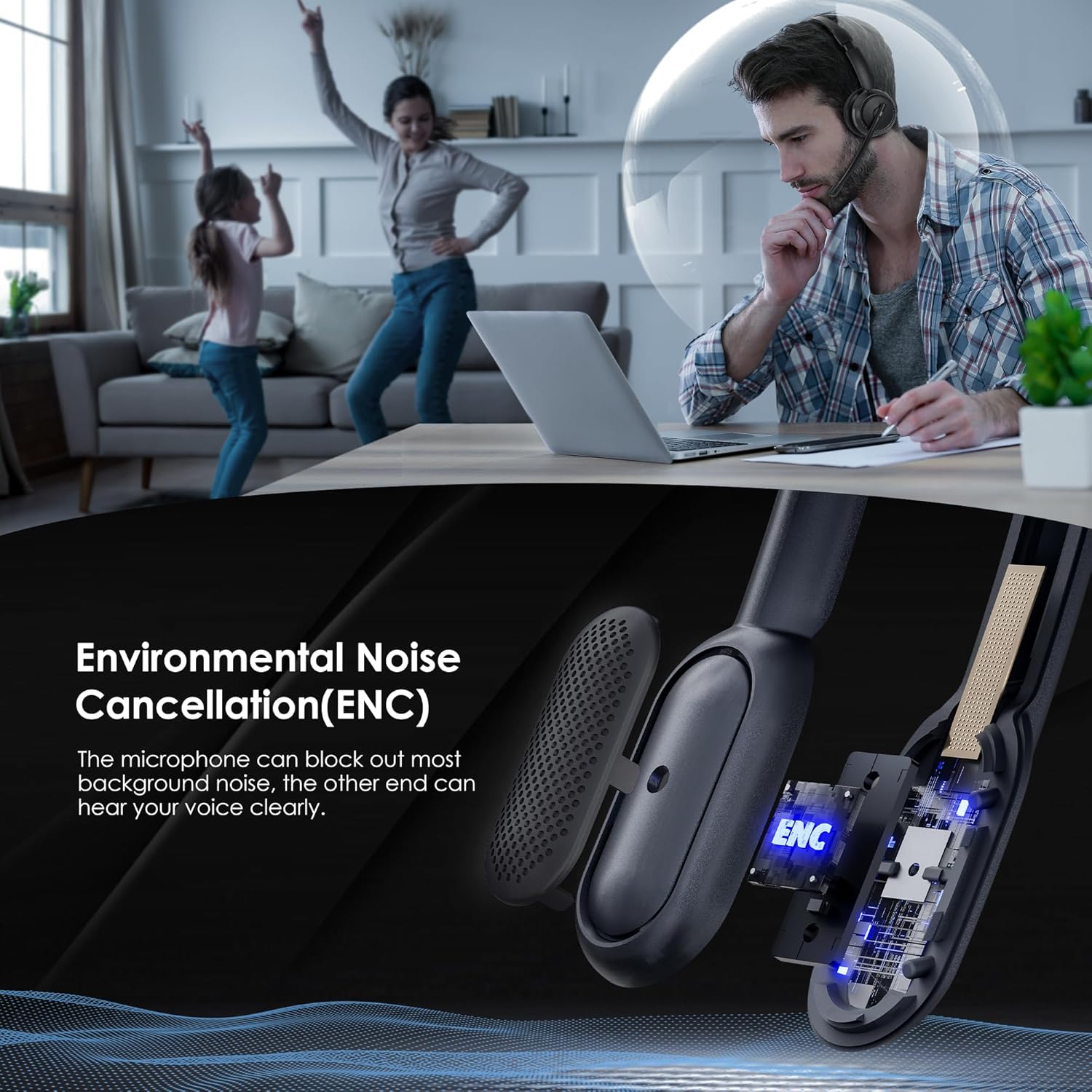 Bluetooth 5.4 ANC Headset with - Noise Canceling Headphones avis et prix