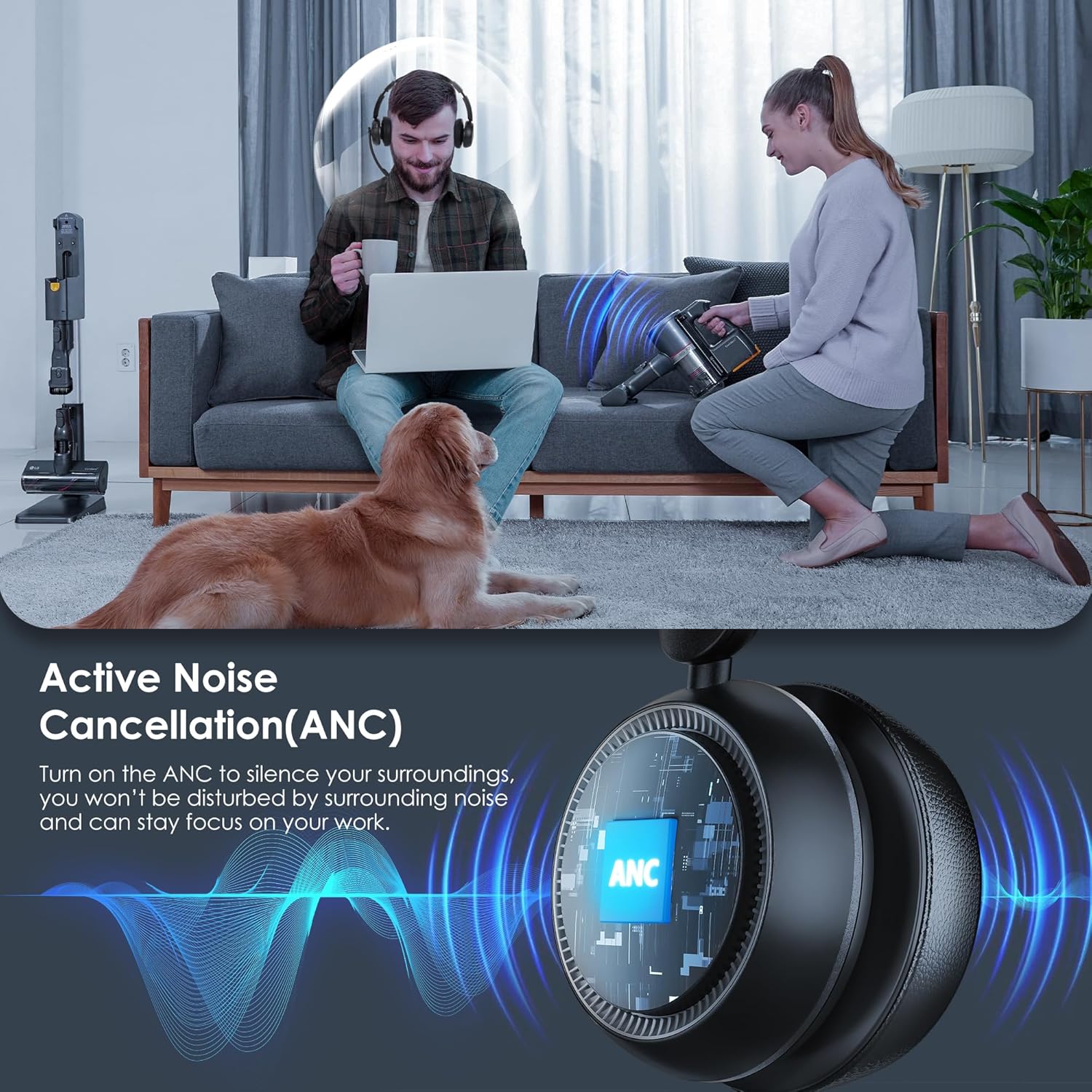 Bluetooth 5.4 ANC Headset with - Noise Canceling Headphones avis et prix