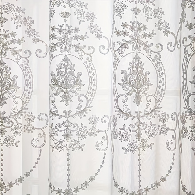 1pc White Embroidered Sheer Cu - Home Office Gadgets avis et prix