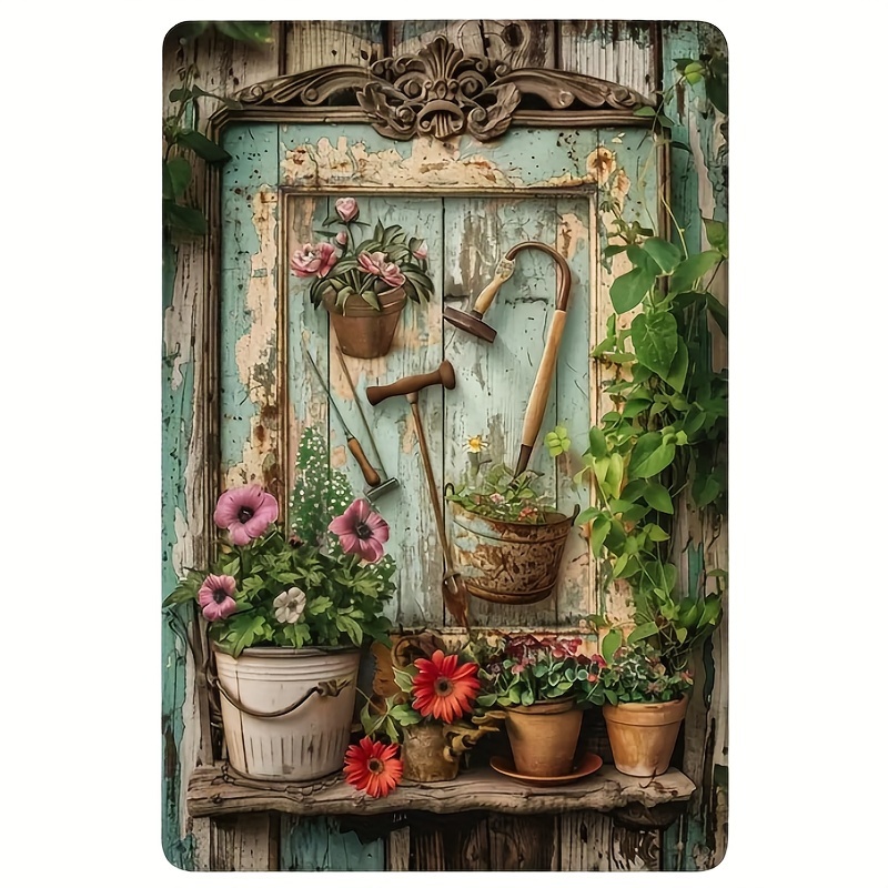 Vintage floral metal tin signa - Home Office And Library avis et prix