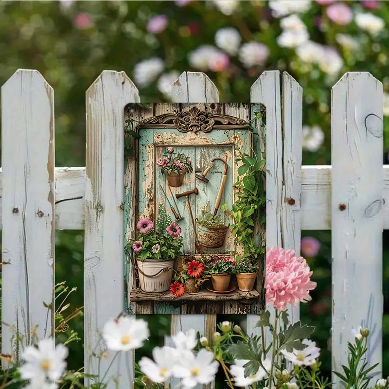 Vintage floral metal tin signa - Home Office And Library avis et prix