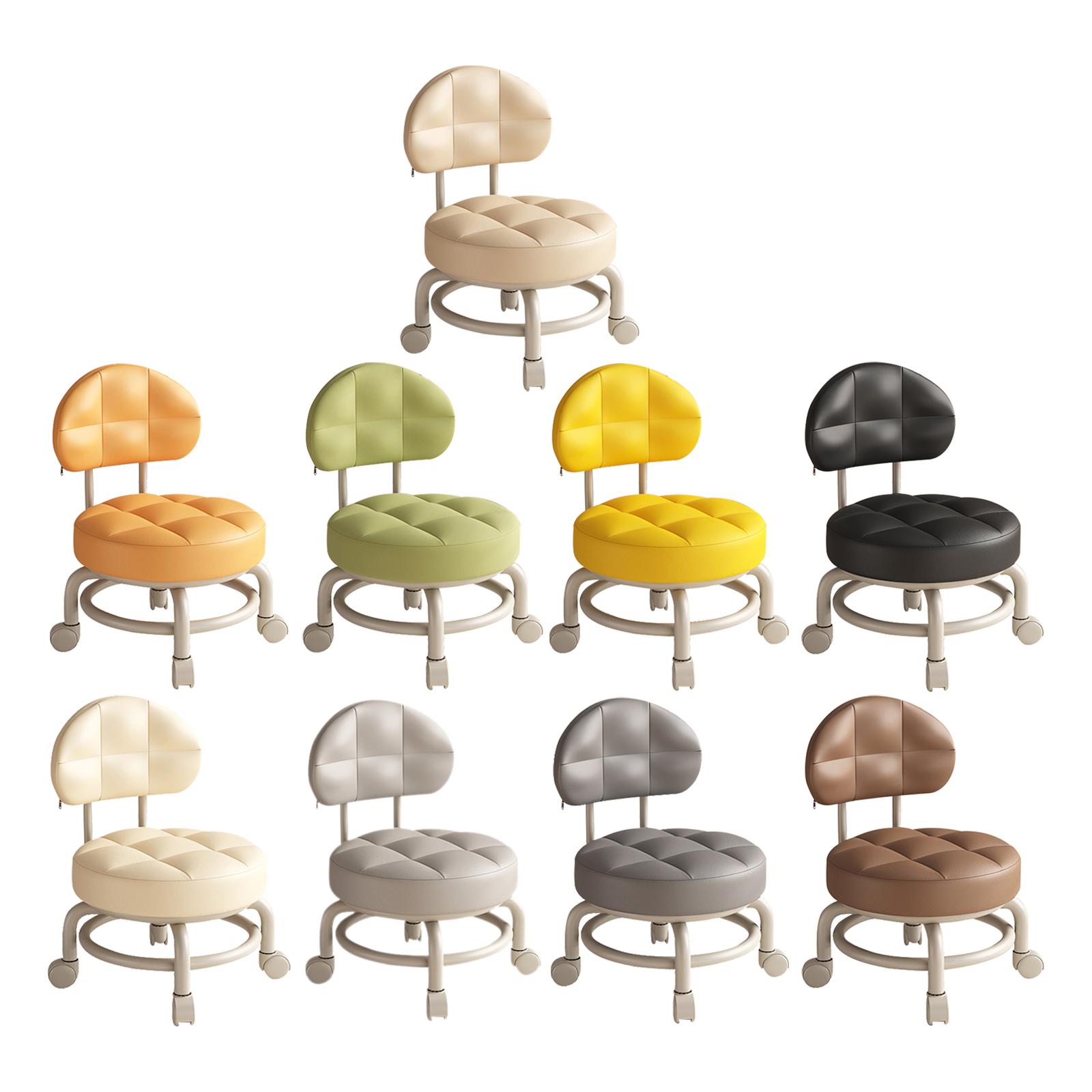 Low Round Rolling Stool PU Lea - Home Office And Library avis et prix