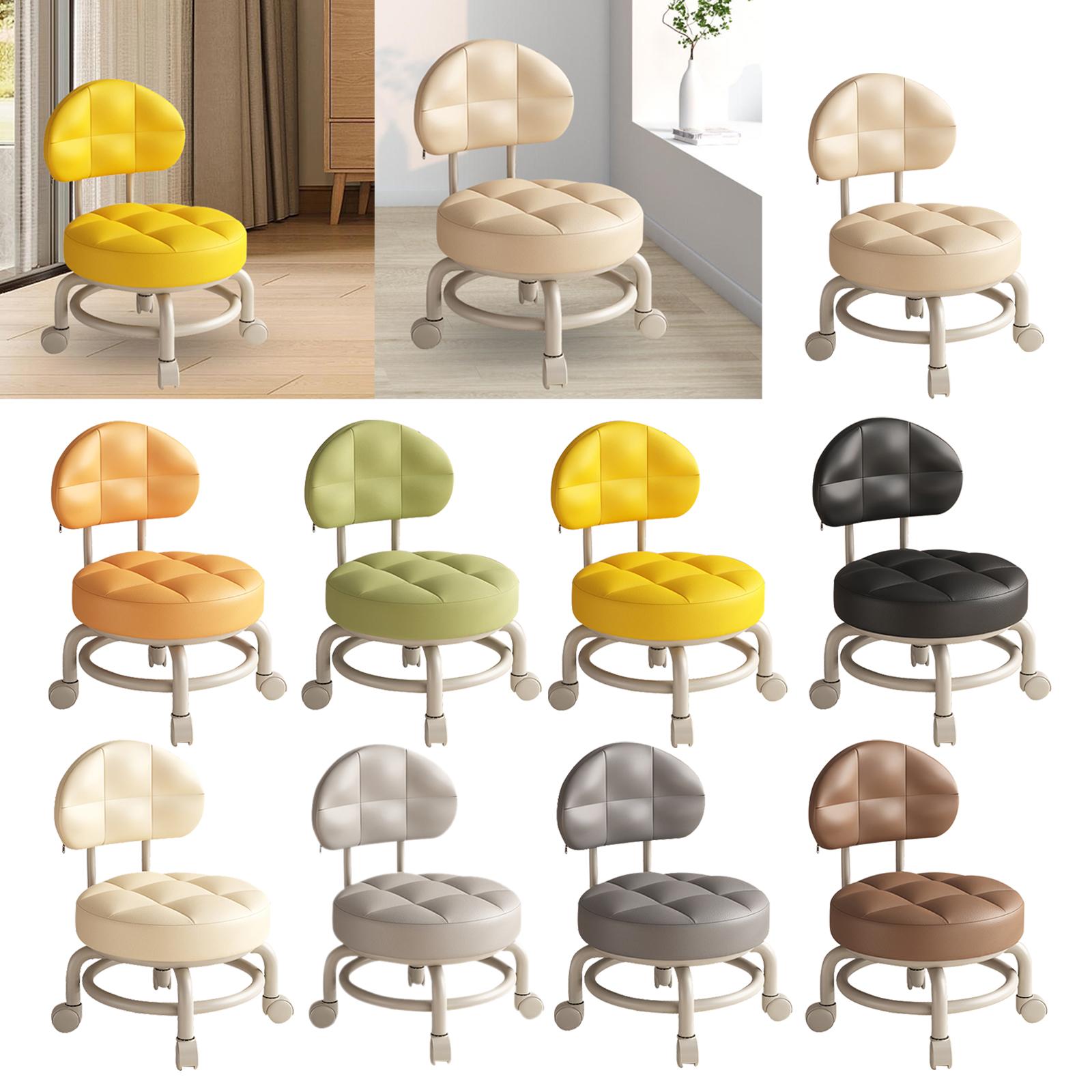 Low Round Rolling Stool PU Lea - Home Office And Library avis et prix