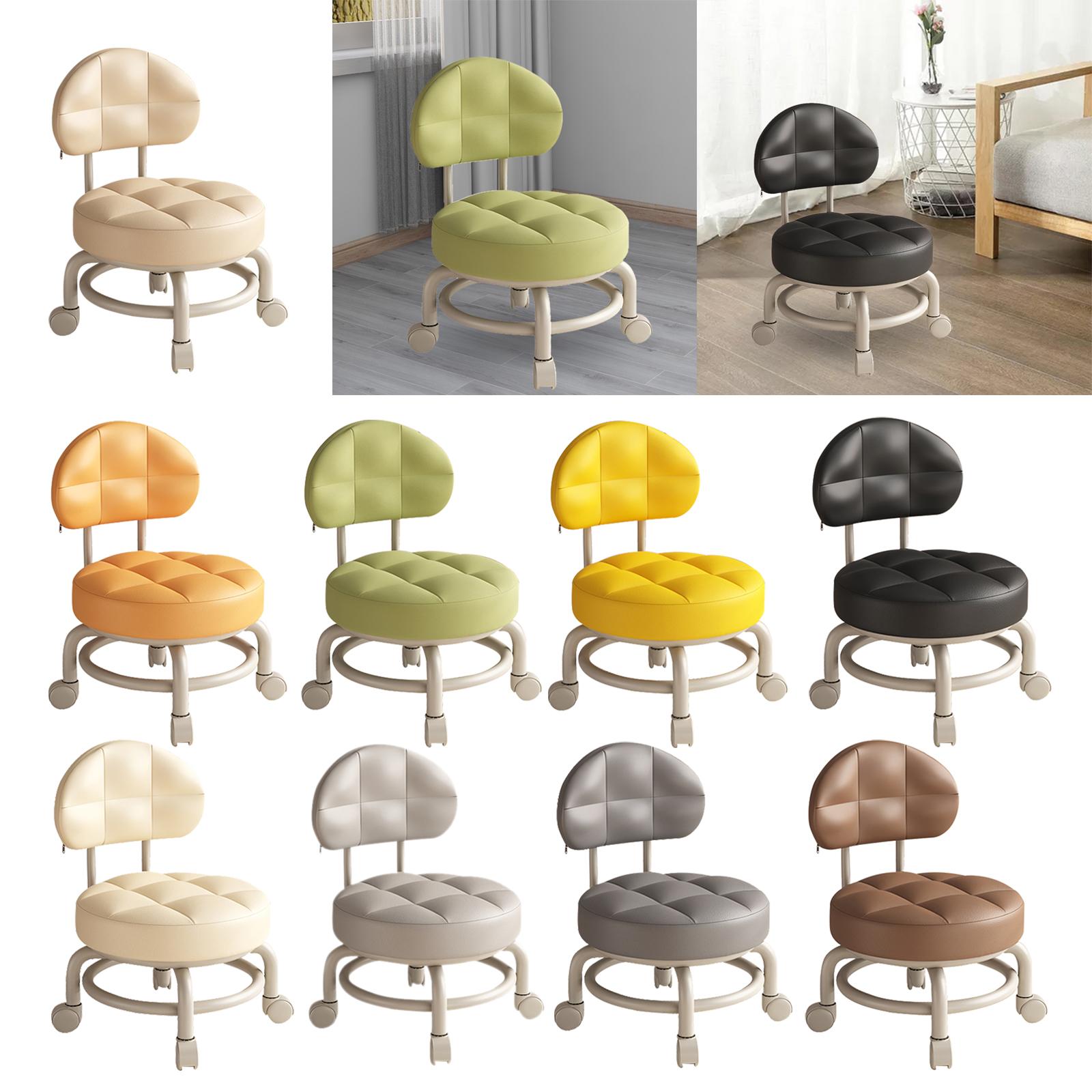 Low Round Rolling Stool PU Lea - Home Office And Library avis et prix