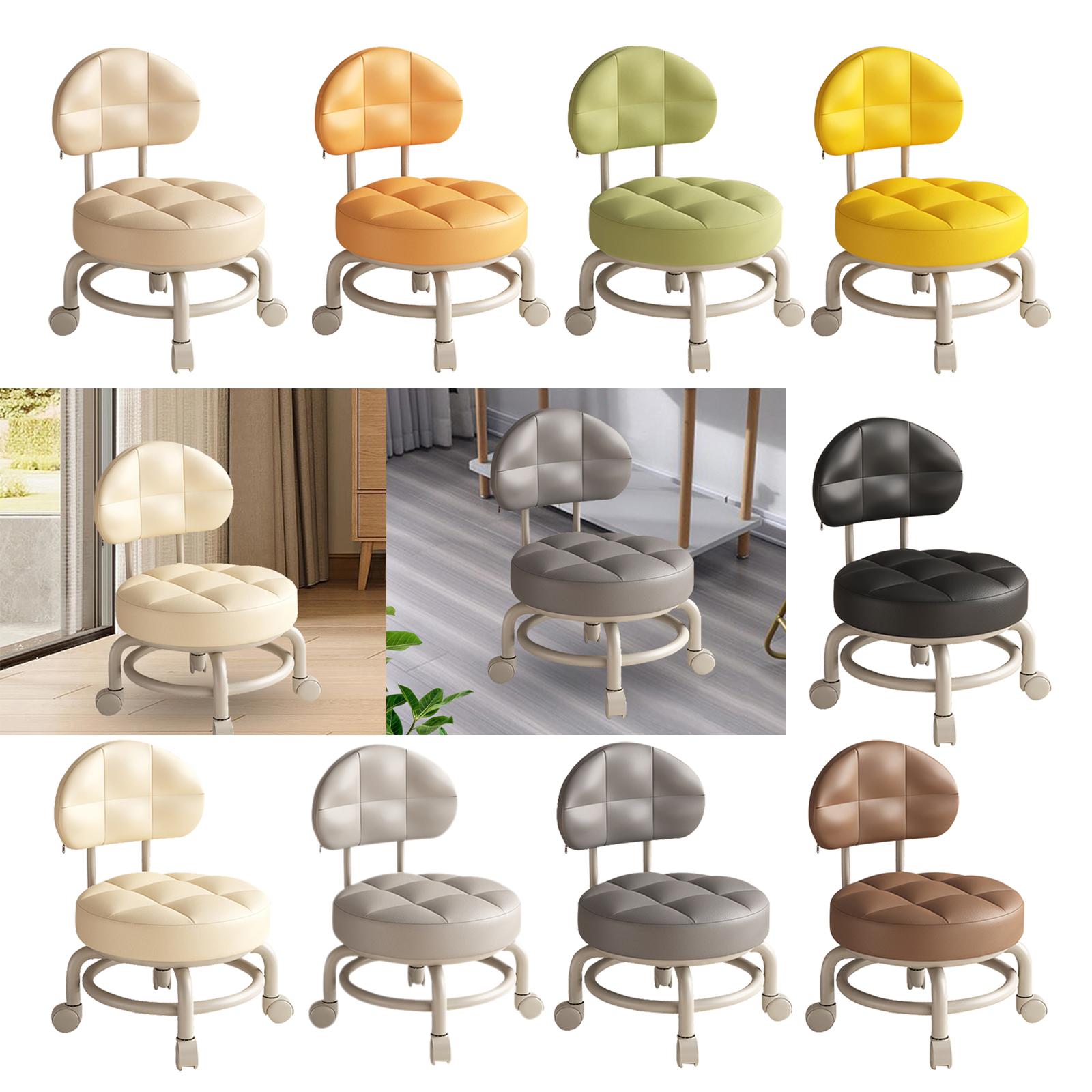 Low Round Rolling Stool PU Lea - Home Office And Library avis et prix