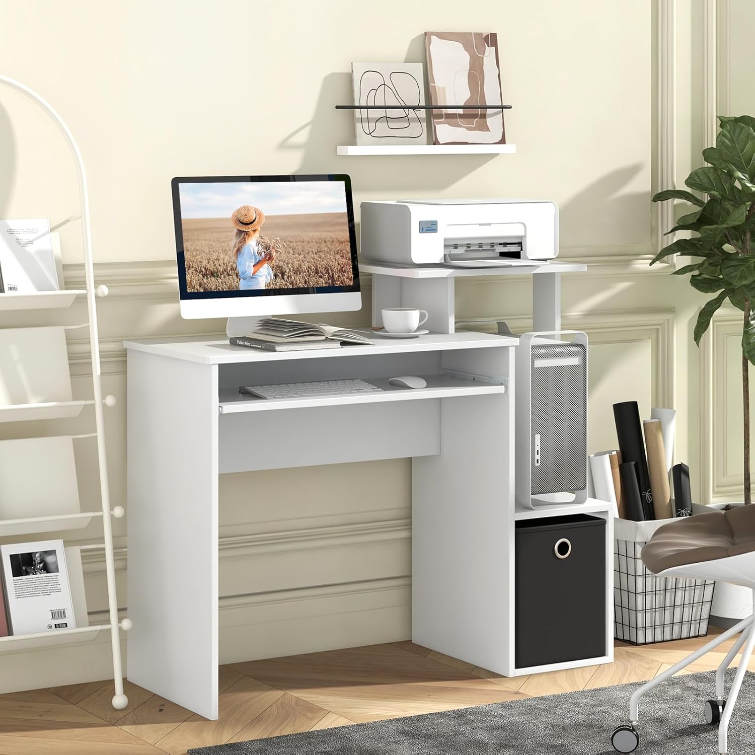 Computer Desk with Fabric Draw - Keyboard Tray Under Desk avis et prix