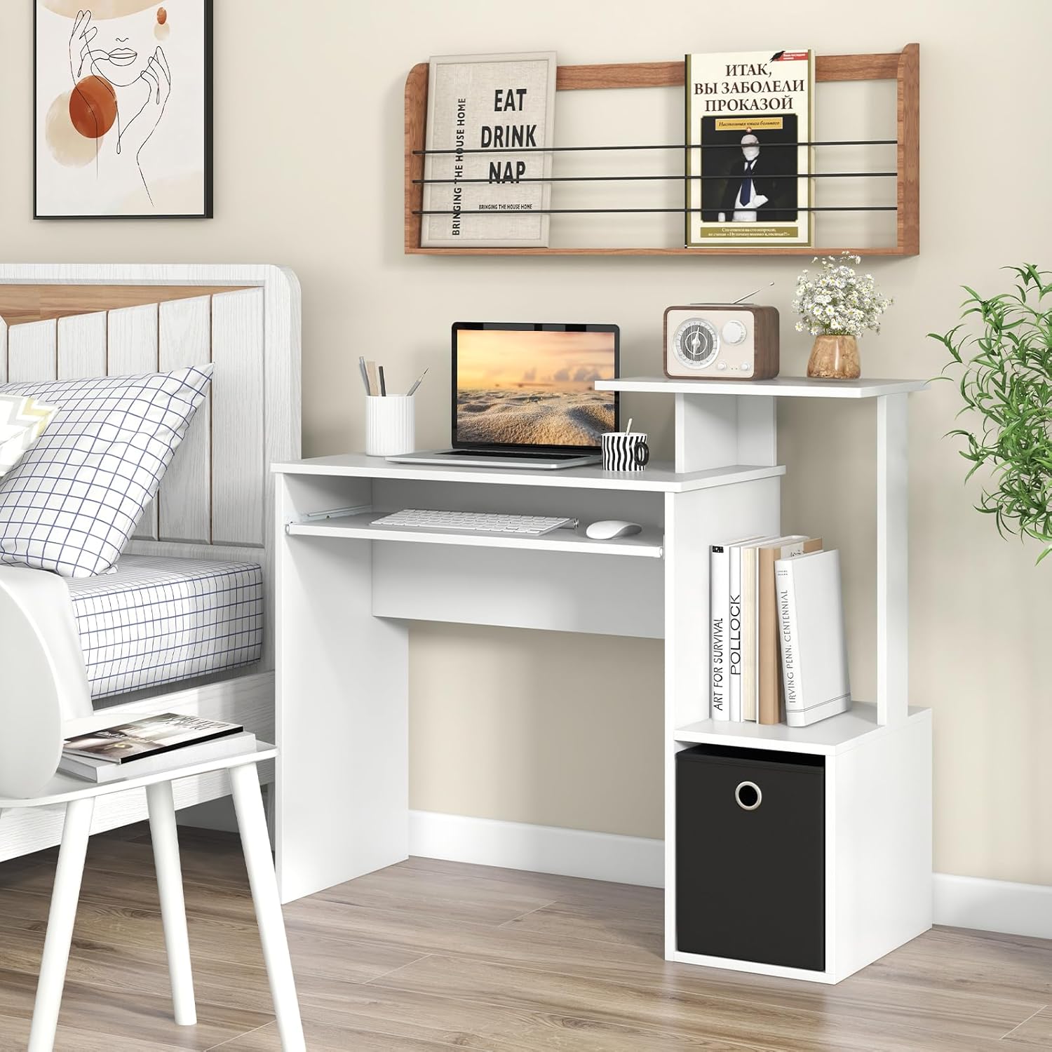 Computer Desk with Fabric Draw - Keyboard Tray Under Desk avis et prix