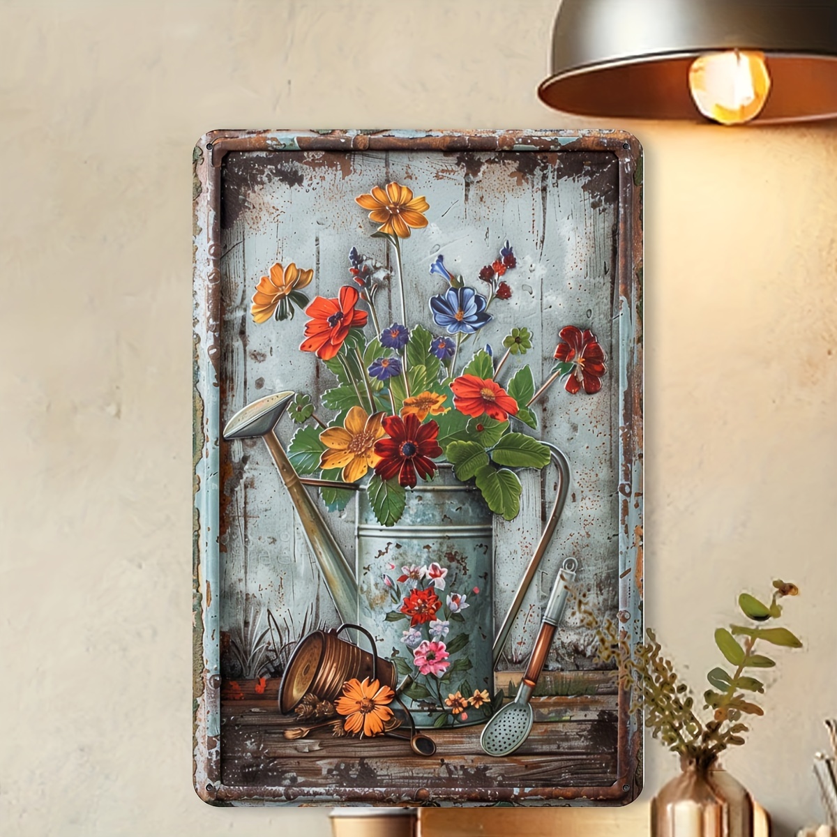 Retro floral metal sheet signa - Home Office And Library avis et prix