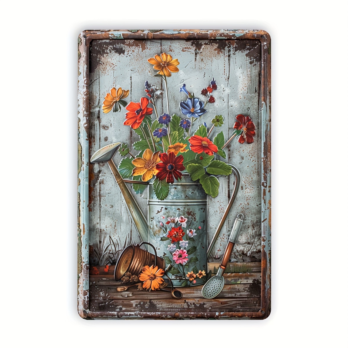 Retro floral metal sheet signa - Home Office And Library avis et prix