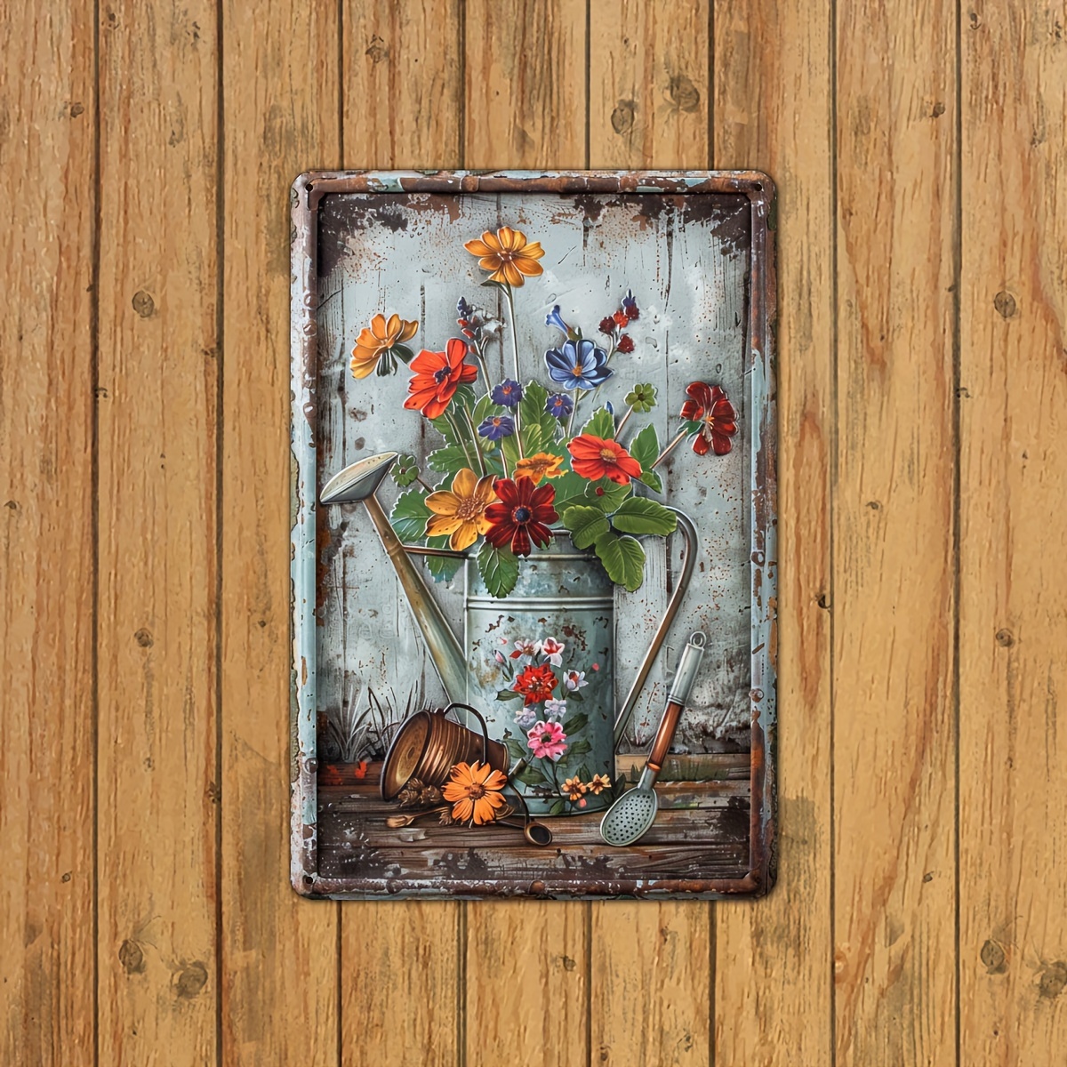 Retro floral metal sheet signa - Home Office And Library avis et prix