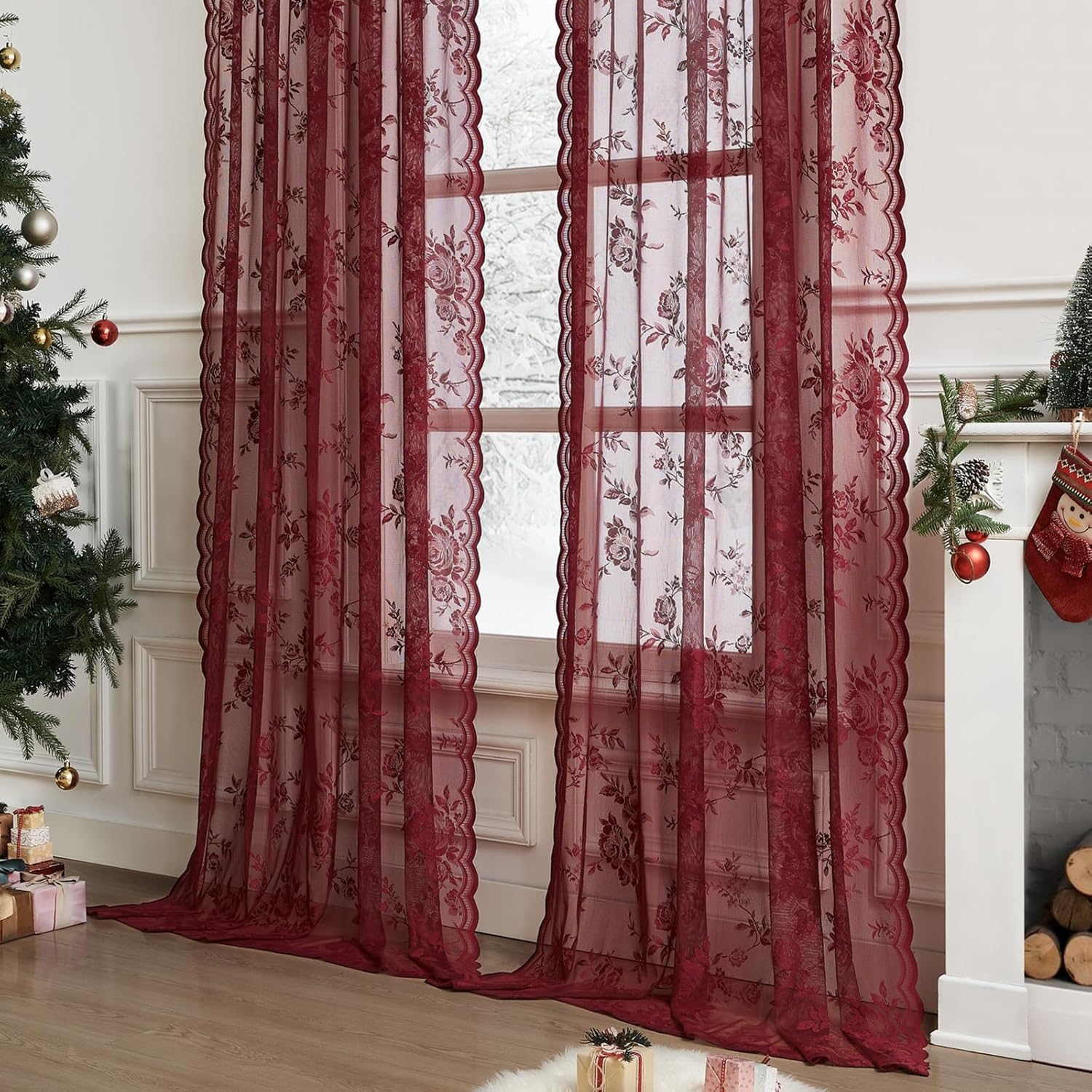 1 pc Burgundy Lace Curtains 45 - Home Office Gadgets avis et prix