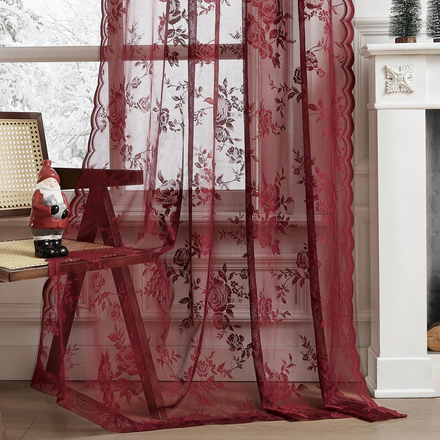 1 pc Burgundy Lace Curtains 45 - Home Office Gadgets avis et prix